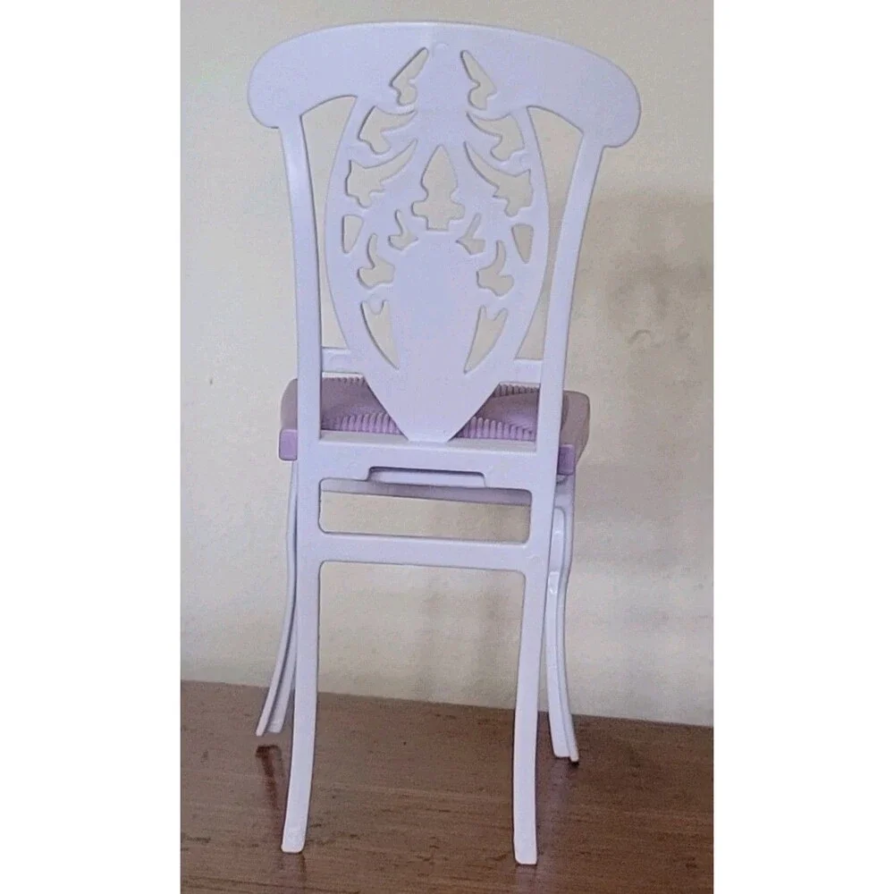 Vintage Barbie Hotel Dining Room Chair White Purple Elegant Filigree Ornate